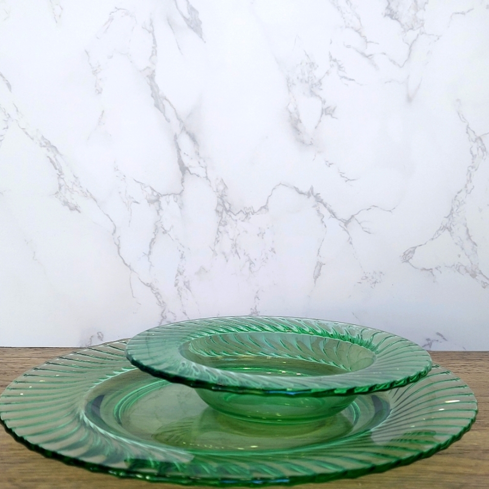 1980"s Correll Green Glass Dishes